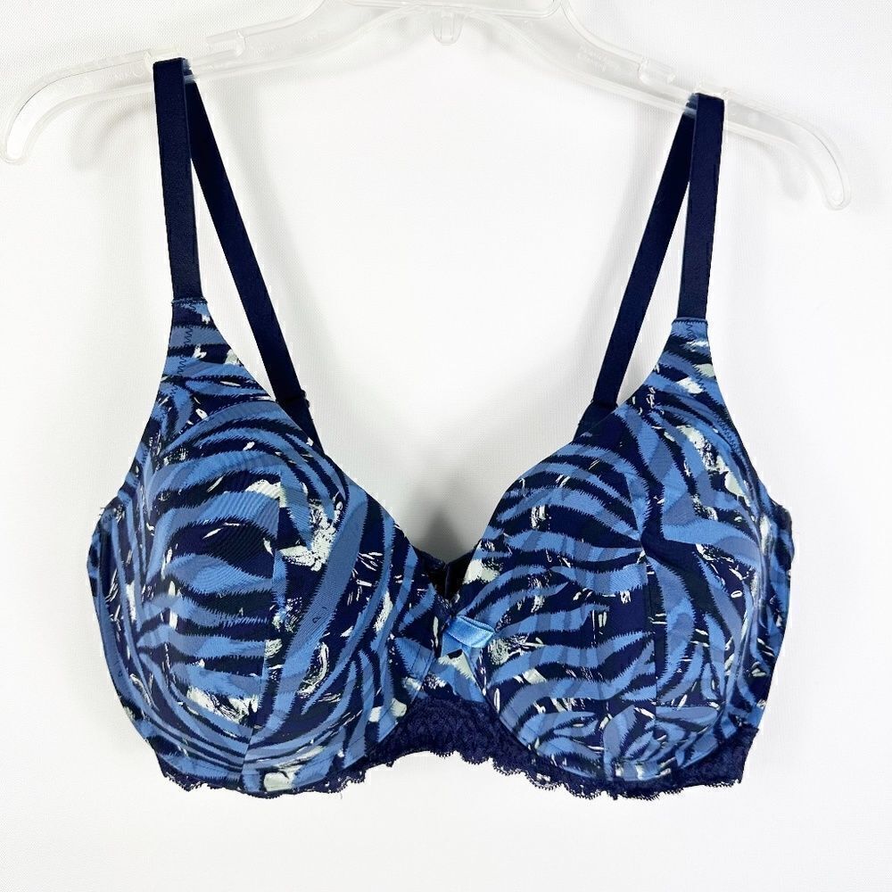 Adore Me Lightly Lined Full Coverage Bra Underwire Blue Tropical Size 42DD